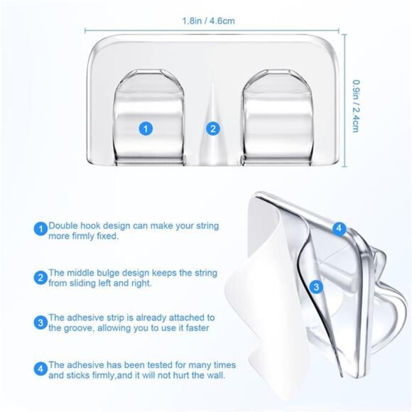 Hooks for Outdoor String Lights Clips: 26Pcs Heavy Duty Light Hook - Picture 3 of 7